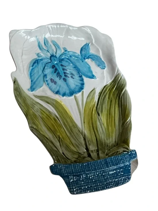 Lenwile Ardalt Flowerpot Majolica Artware Porcelain Flower Tea Set Blue Iris - Picture 13 of 14